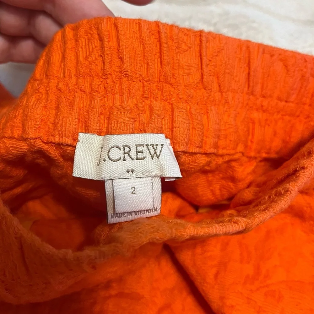 J. Crew XS/2 Orange Embossed Casual Tropical Summer Pull On Travel Lounge Shorts